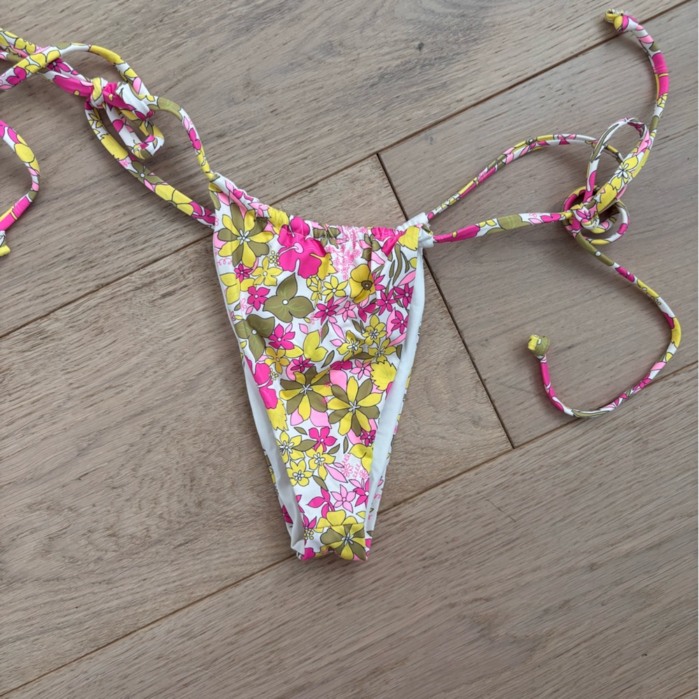 Frankie’s Bikinis Pink and Yellow Floral Bikini Set - Picture 2 of 4